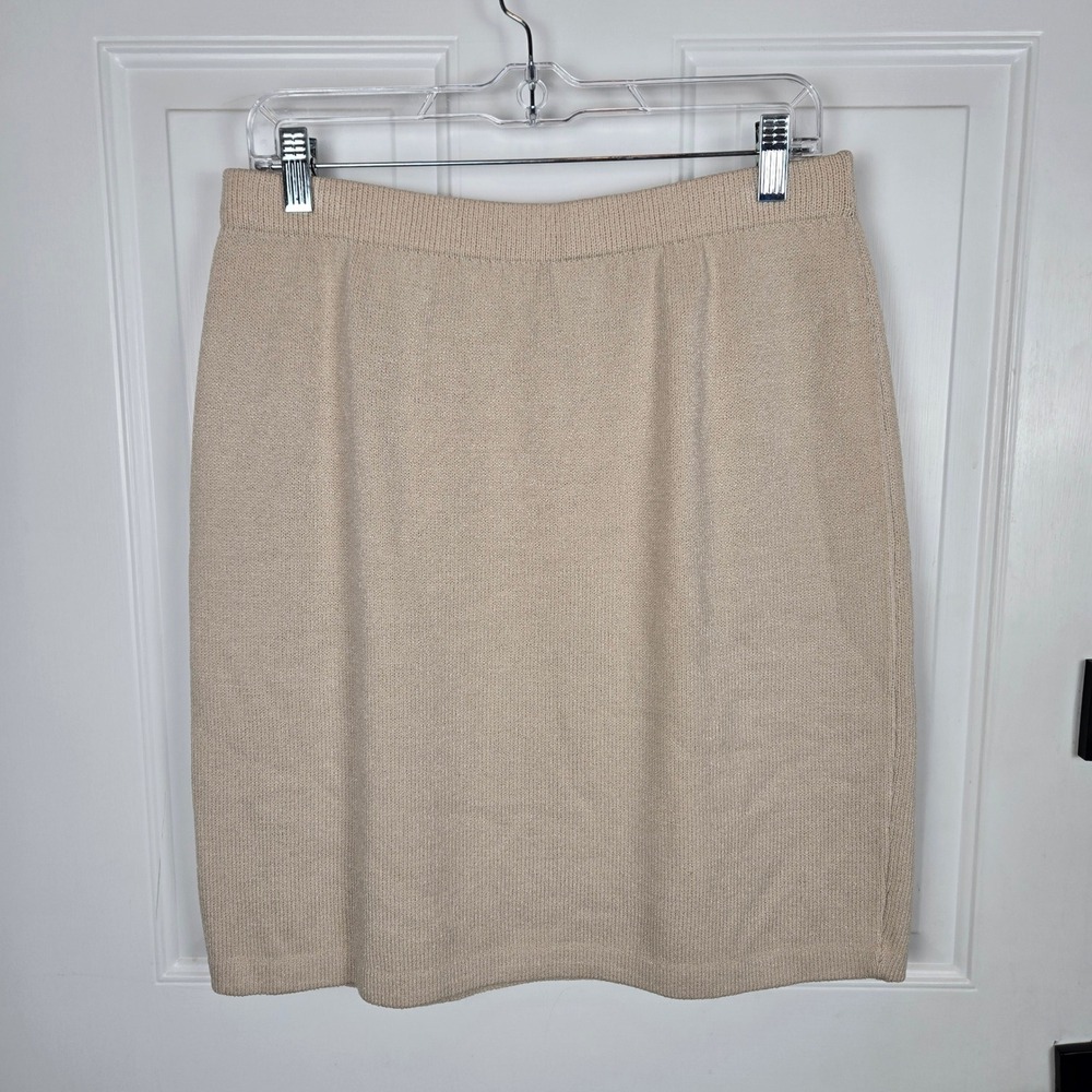 St. John Collection Marie Gray Santana Knit Pencil Skirt Size 12 Old Money USA